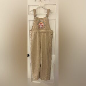 Cider Tan Mushroom Embroidered Corduroy Overalls Wide Leg NWT 1X 1XL